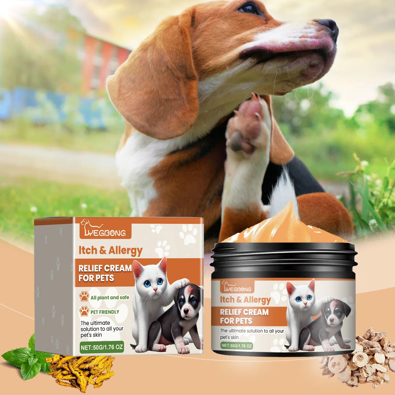 Yegbong Pet Skin Care Cream – Itch Relief & Ringworm Treatment for Dogs & Cats